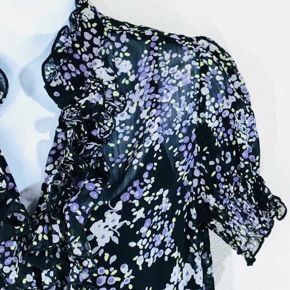 SOLD Maybe Floral Print Blouse Collar Size L - Picture 3 of 5